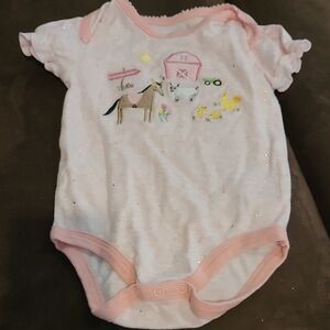 John Deere Pink One Piece with Farm Illustration